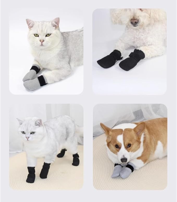 Cat Grooming Socks – Protective Mesh Foot Sleeves for Bathing, Nail Trimming & Vet Visits – Anti-Scratch & Breathable Design (Black [Wear-Resistant and Breathable],S（Max Diameter of Paw 1.38 inches）)