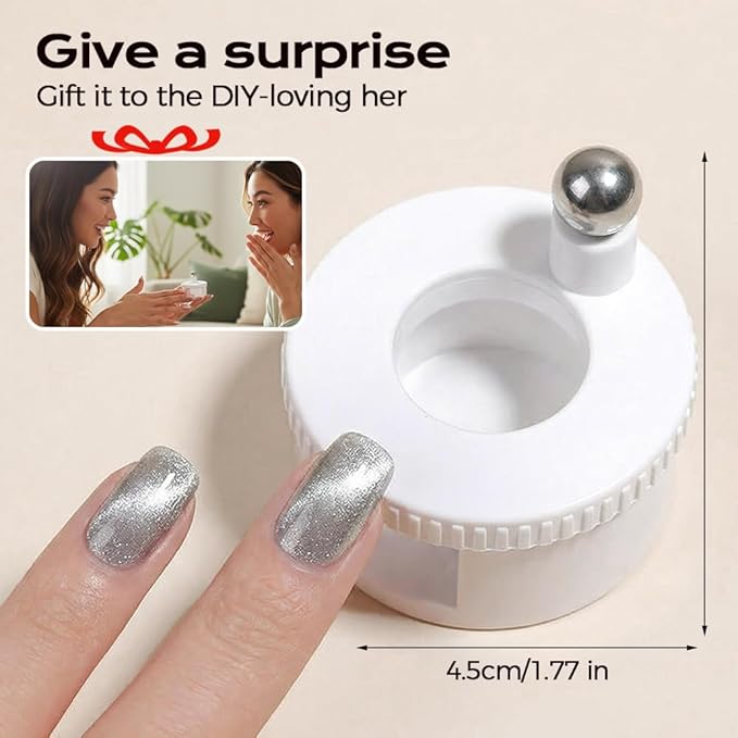 2026 New Rotating Cat Eye Magnet, Beginner-Friendly Nail Tool with Magnetic Force, Easy DIY Glossy Cat Eye Effect (Pink - Steel Ball)