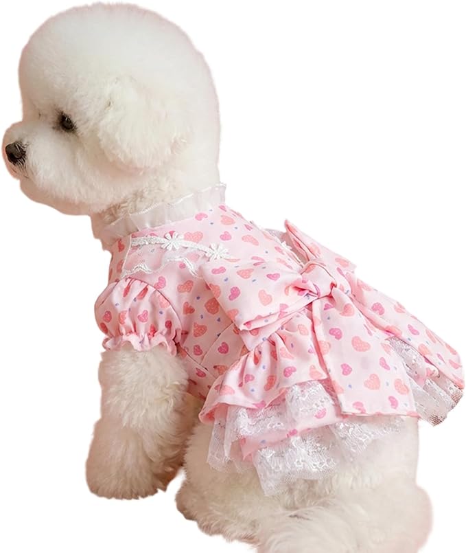 Genérico Puppy Dress - Breathable, Pink and Adjustable - Medium Dog Dress, Puppy Clothes, for Doggie | for All Breeds Daily Use Outdoor Walk Photo Shoot Summer