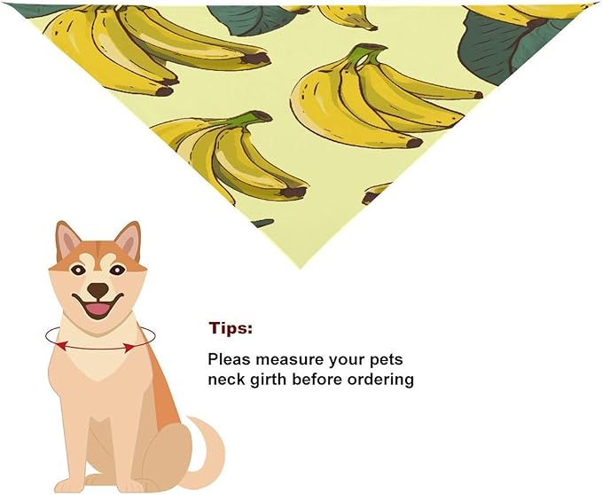 Dog Bandana Spring Pet Scarf Adjustable Triangle Banana Print Printing Dog Bib Washable Polyester Puppy Bandana for Small Medium Large Dogs Cat Birthday Party Supplies