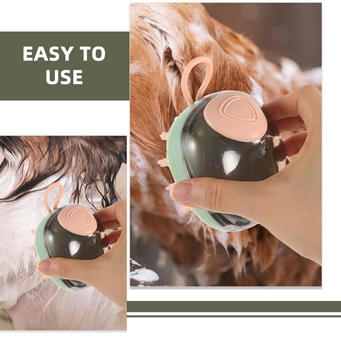 Milisten Pet Grooming Brush Dog Bath Scrubber with Massage Function Green Small Size for Puppy and Cat Bathing Supplies