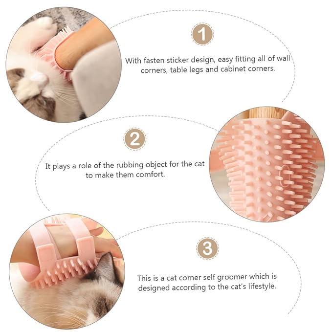 SUPVOX Silicone Cat Massage Brush Adjustable Grooming Tool for Cats Dogs Dual Use Dry for Removing Loose Fur and Itching Relief