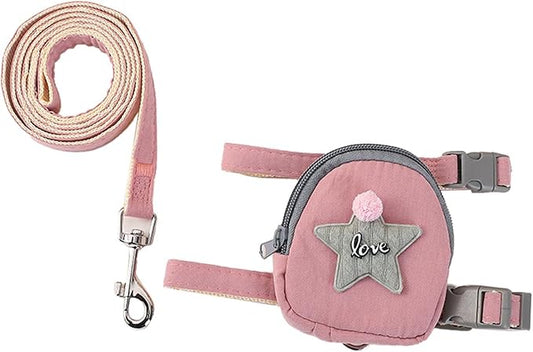 Pet Harness Leash Set, Cute Backpack Cat Vest Belt Leash Snap Design Pet Harness Leash Comfortable and Breathable Dog Vest Leash Outing Supplies School Bag Pet Supplies