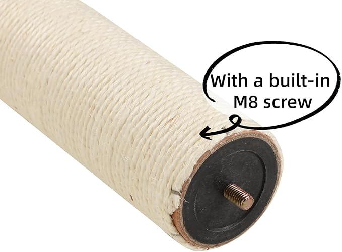 SHENGOCASE Cat Tree Tower Accessories Replacement Sisal Post with Built in M8 Screw, 15 Inch Length, 2.75 Inch Diameter, 2-Pack