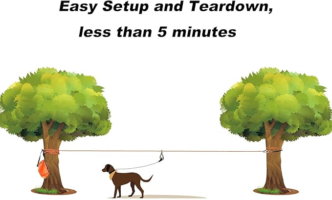 XiaZ Dog Tie Out Cable for Camping, 75ft Portable Overhead Trolley System for Dogs up to 200lbs，Dog Lead for Yard, Camping, Parks, Outdoor Events,5 min Set-up