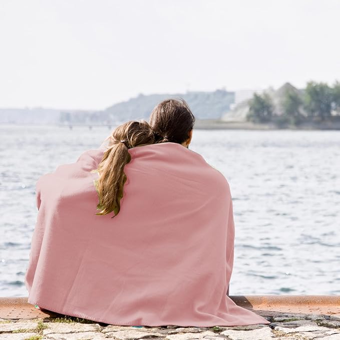 Fleece Throw Blankets Bulk Fleece Blankets Solid Wholesale Lightweight Warm Soft for Pet Bed Sofa Couch Office Wedding Gifts Travel Seasons Navy and Pink 50x60 Inches Pack of 6