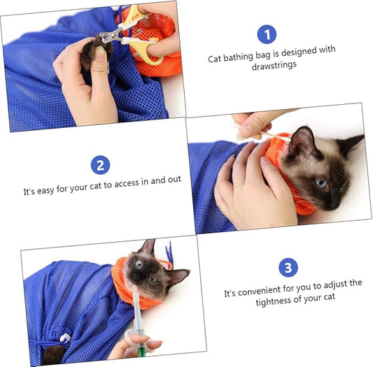 BESPORTBLE Djustable Cat Bathing Bag Scratch-Resistant Mesh Kitten Grooming Bag Pet Bathing