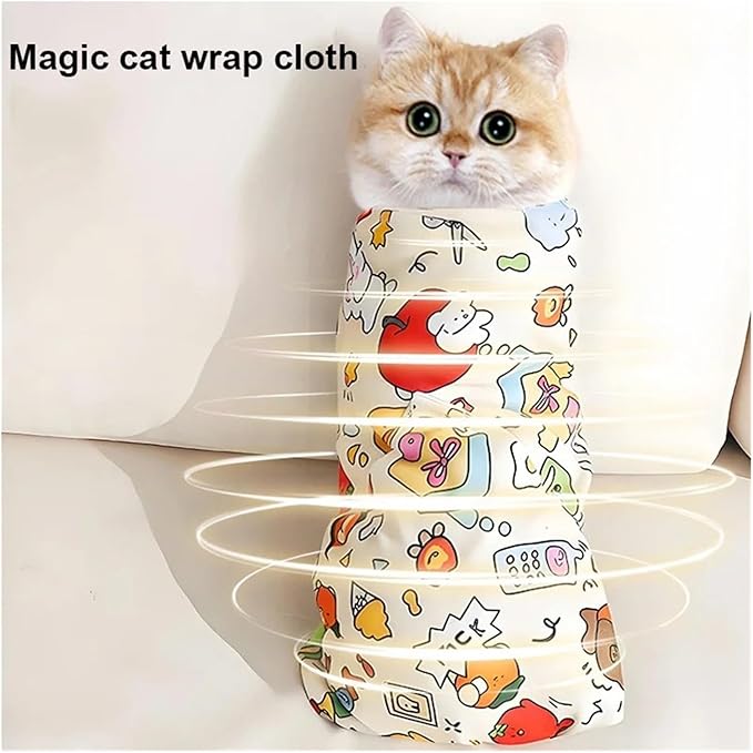 Self-Adherent Cat Grooming Wrap - Bite, Scratch, Escape Swaddle for Medicine & Nail Clipping