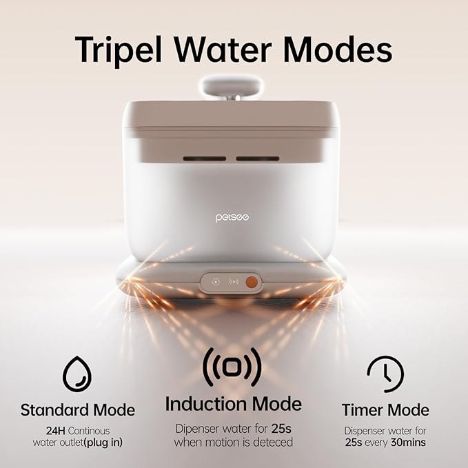 Thermostatic Automatic Pet Water Fountain, Cordless Pet Water Dispenser, Heating Function, 4.5L with Stainless Steel Tray for Cats Dogs Multiple Pets Indoor, S7 Plus White