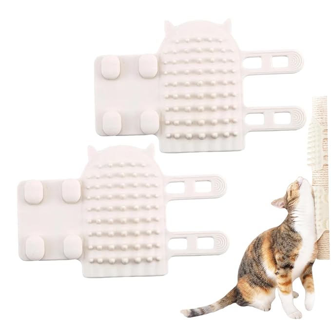 Cat Corner Brush,2Pcs Soft Silicone Self-Grooming Cat Corner Brush - Elastic Straps, Shedding & Tickling Tool for Cats & Dogs