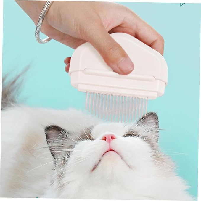 Mikikit Cat Grooming Brush Pet Comb for Shedding Massage Stainless Steel Bristles Easy One-button Operation