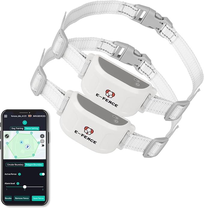 E-FENCE GPS Wireless Dog Collar Fence System, Electric Dog Collar Fence,Pet Containment System Rechargeable, Outdoor Use Only(2 Pack)