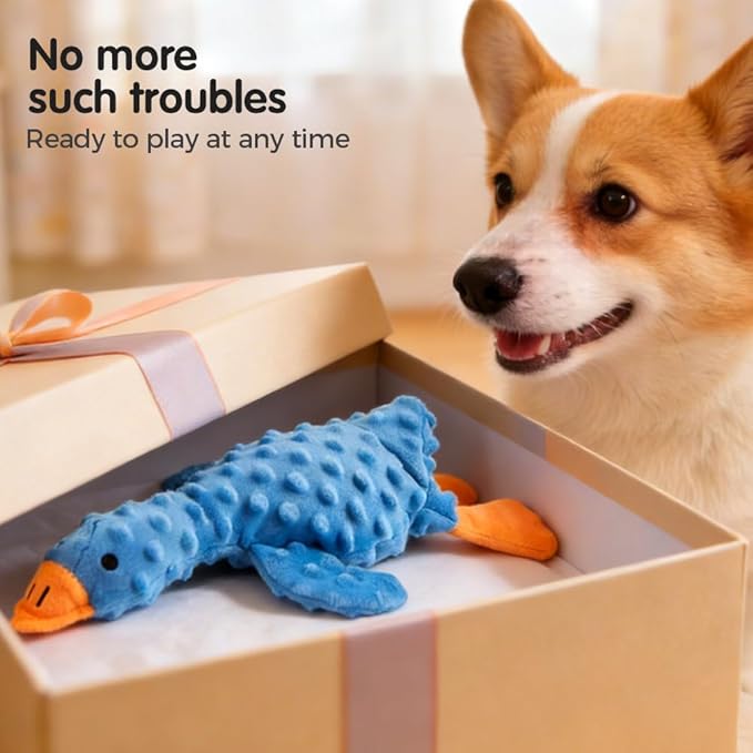 2026 New Dog Toys for Aggressive Chewers, Duck Dog Toys Large Dogs Indestructible, Vocal Toys with Built-in Squeaker for Boredom Relief, Crinkle Squeaky Plush Puppy Chew Toys for Teething (Yellow)