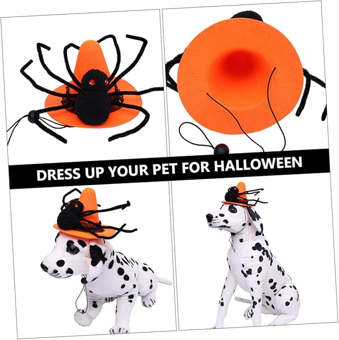 Pet Spider Hat Costume Pet Halloween Headwear Spider Web Design Adjustable Fit for Dogs Halloween Dress up Party Supplies