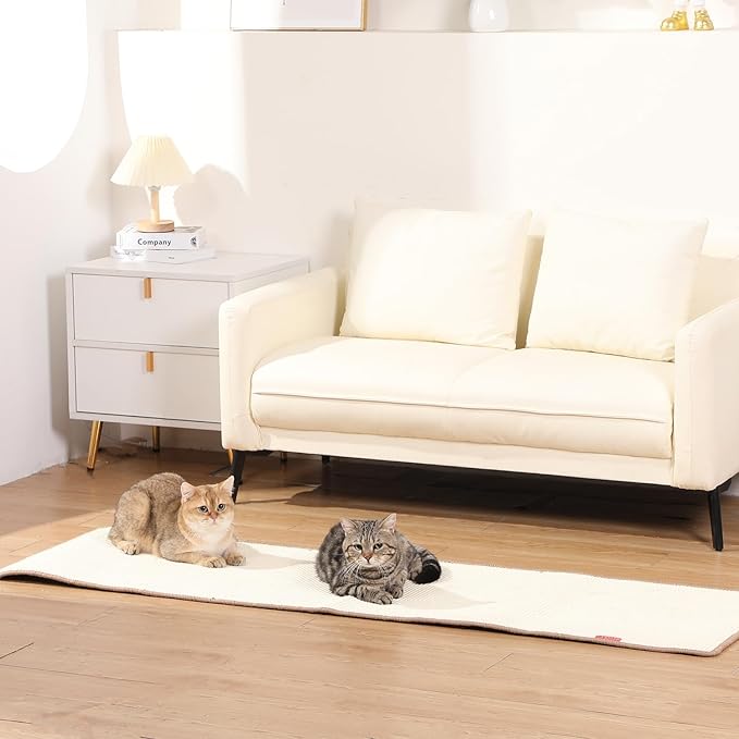 66.93x19.68x0.32 Inch Thickened Cat Wall Scratcher Carpet, Cat Climbing Wall, Durable Furniture, Tall Scratching Post, Scratchers for Indoor Cats, Couch Sofa Protector (Beige)