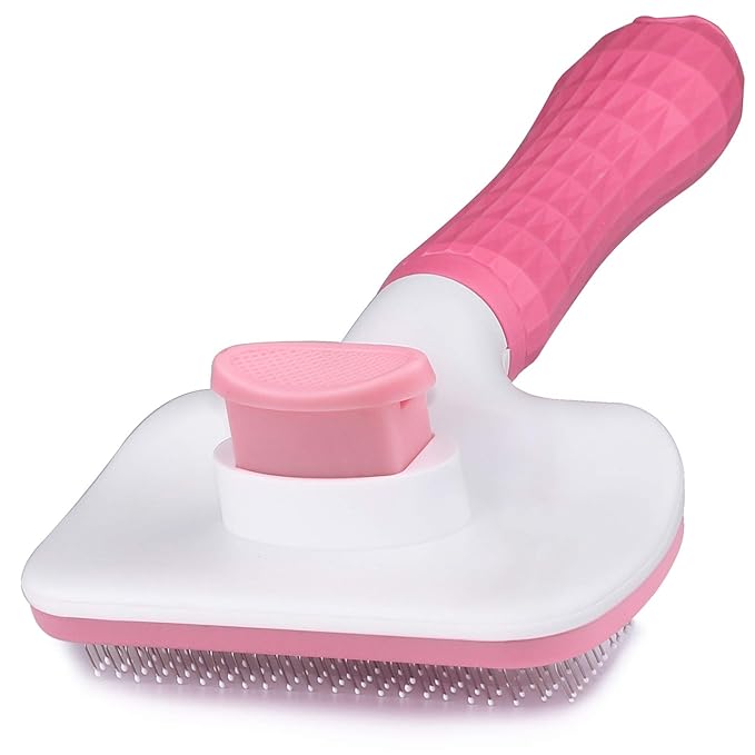 TIMINGILA Self Cleaning Slicker Brush for Dogs and Cats,Pet Grooming Tool,Removes Undercoat,Shedding Mats and Tangled Hair,Dander,Dirt, Massages particle,Improves Circulation (Pink)