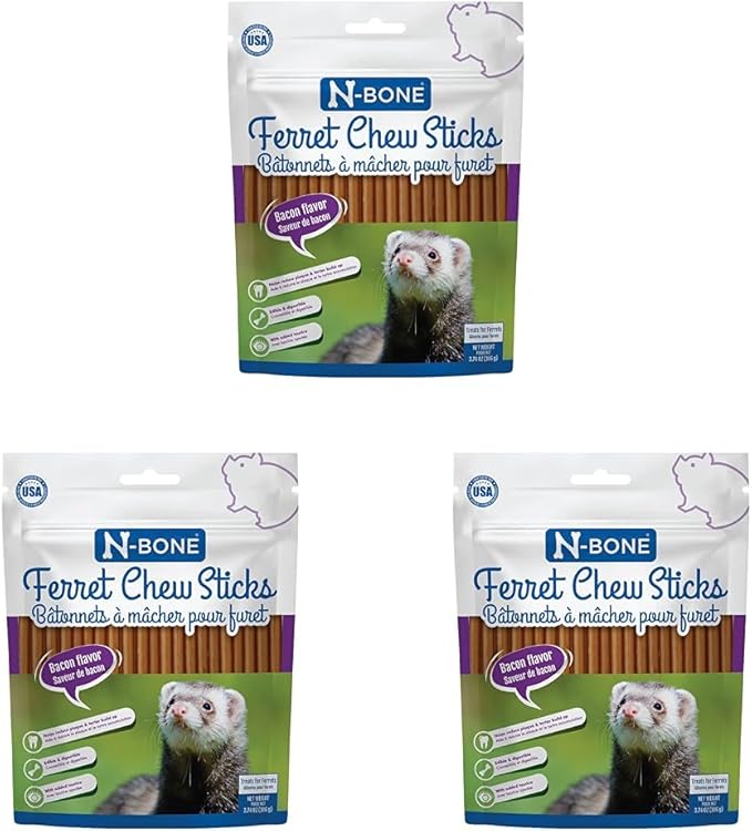 N-Bone Ferret Chew Sticks Bacon Flavor,3.74-oz Bag,(Pack of 3)
