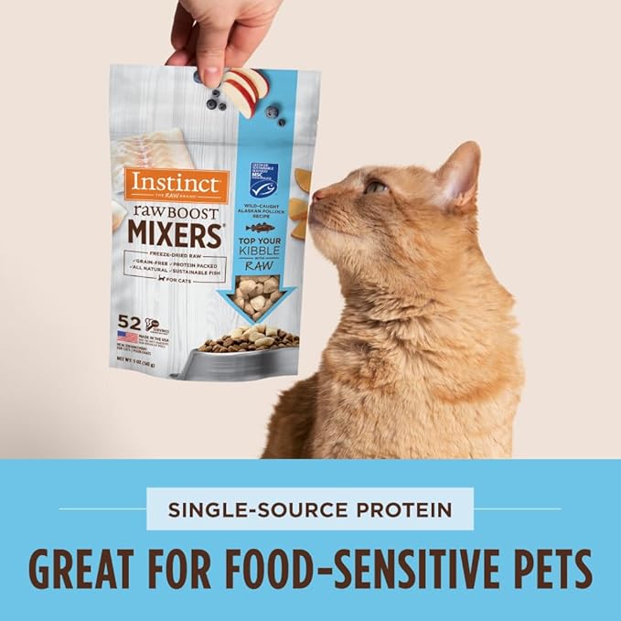Instinct Raw Boost Mixers Freeze Dried Cat Food Topper, Grain Free - Wild-Caught Pollock, 5 oz. Bag