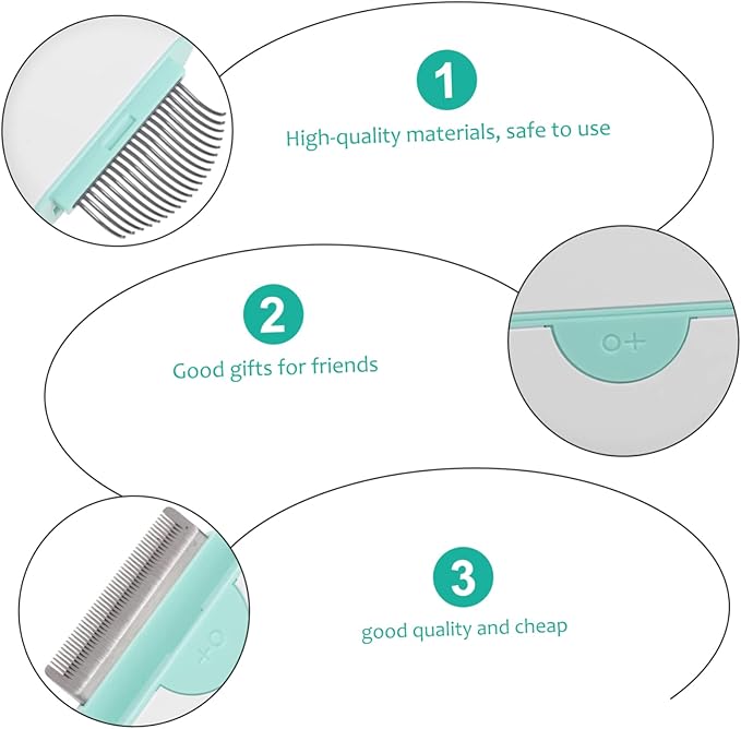 Luxshiny Cat Hair Comb and Pet Grooming Brush with Comfortable Grip Portable Lightweight Design Dual Function Shedding and Massage Tool for Cats Mint Green