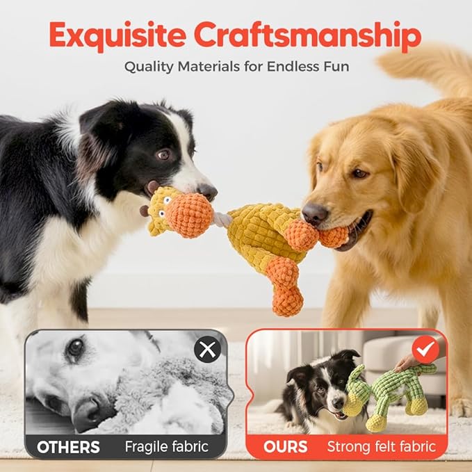 2026 New Dog Toys, Indestructible Plush Dog Toy for Aggressive Chewers, Interactive Squeaky Soft Puppy Chew Toy, Durable Teething Toys for Small Medium Large Dogs (#A,2PCS)
