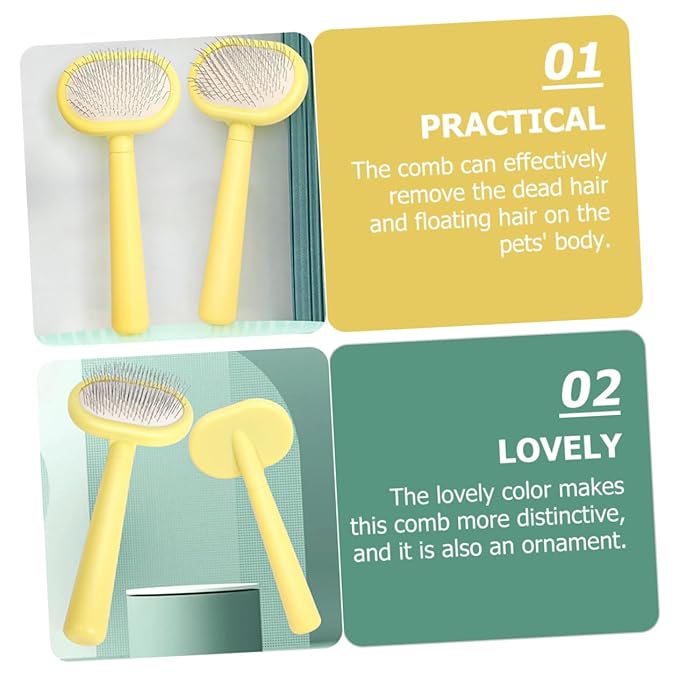 VICASKY Plastic Pet Hair Comb Handled Cat Grooming Tool for Efficient Pet Cleaning Gentle Massage Effect for Dogs and Cats for Reducing Shedding