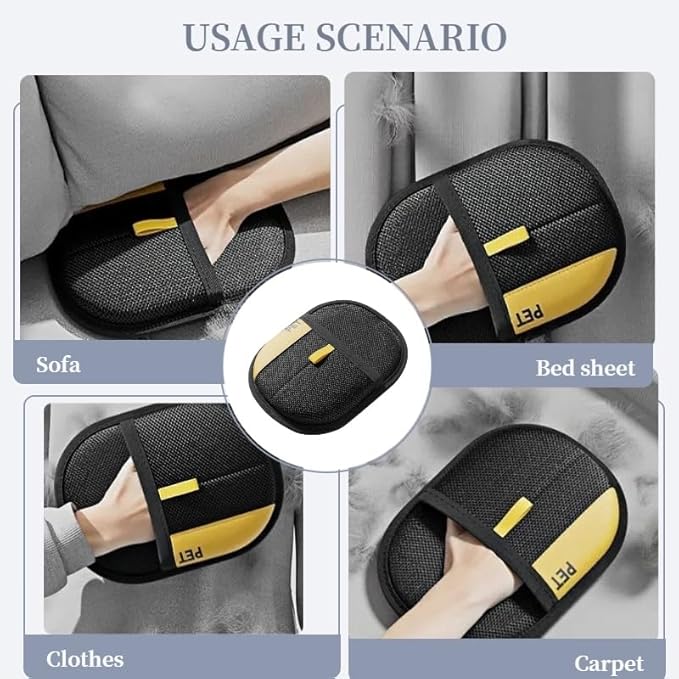 Electrostatic Pet Hair Removal Glove for Cats - Reusable Cat Hair Remover Mitt | Grooming Brush Glove for House Cats, Furniture & Car Seats | Hand Washable (Black)