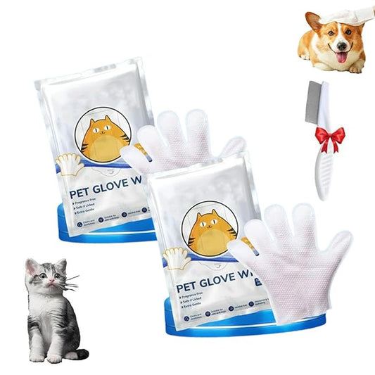 Odor-Removing Pet Grooming Gloves, Odor-Removing Pet Grooming Gloves, Nourishing Waterless Portable Grooming Tool, Refreshing and Water-Free, For Cats and Dogs