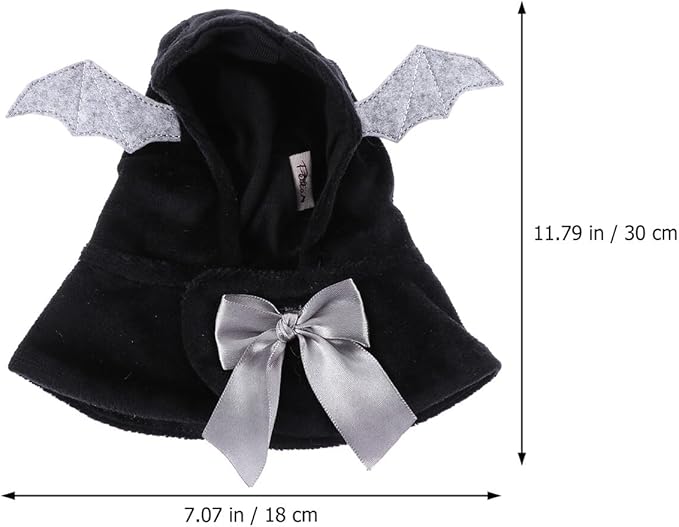 Pet Dog Cloak Cape Hooded Costume Black Cotton Bat Wings Neck 30cm Halloween Christmas Pet Supplies Apparel