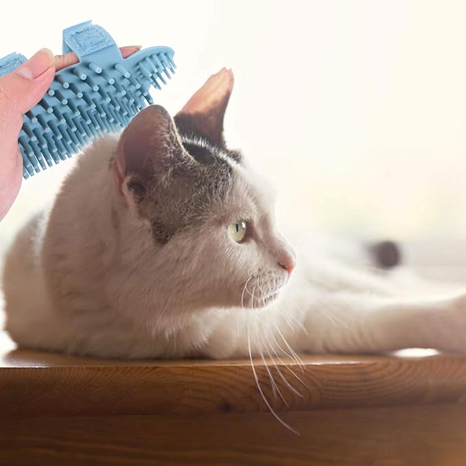Milisten Cat Corner Self Massager Brush Silicone Pet Grooming Tool for Cats Wall Corners Collects Loose Hair Comfortable Massage