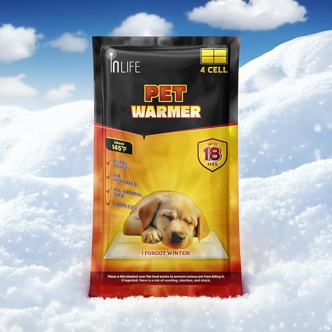 InLife Super Warmer for Dogs & Cats | All Natural & Safe, Instant Quick Heat, Easy & Comfortable Warmth, Bigger & Wider Size | Air Activated, Steady Long-Lasting | Odorless, 1 Pack