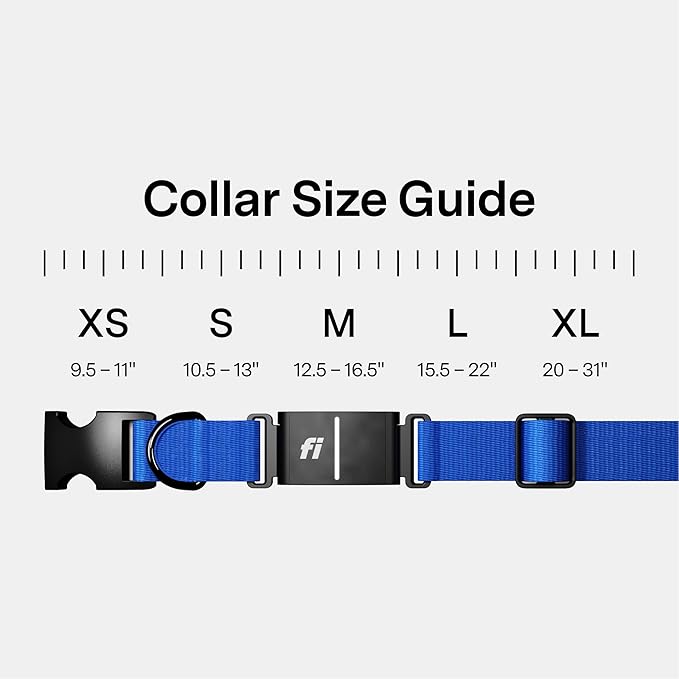 New Fi Series 3+ Smart Dog Tracker Collar [12 Month Membership Included] GPS Tracker for Dogs with Health & Behavior Monitoring, Escape Alerts, Waterproof, LED, Apple Watch Compatible (Blue, Small)