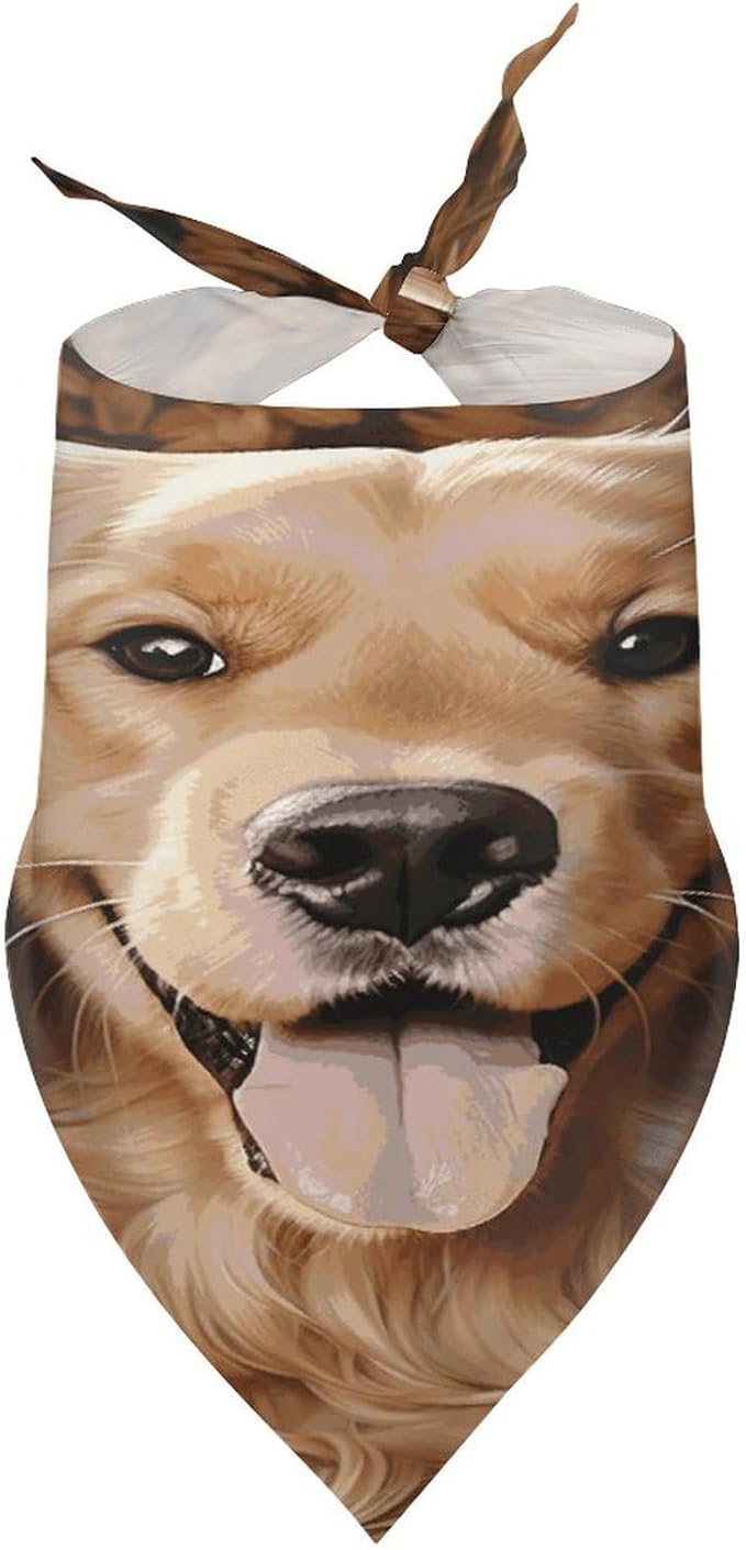 Dog Bandana Spring Pet Scarf Adjustable Triangle Cute Golden Retriever Printing Dog Bib Washable Polyester Puppy Bandana for Small Medium Large Dogs Cat Birthday Party Supplies