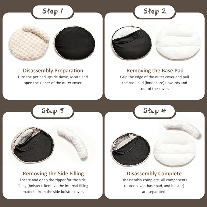 Orthopedic Dog Bed for Medium Small Dogs and Cats Calming Pillow Pet Couch Sofa Puppy Bed with Removable Washable Cover Oval 3D Checkered Plush Pet Furniture 30x25x7 Indoor Beige