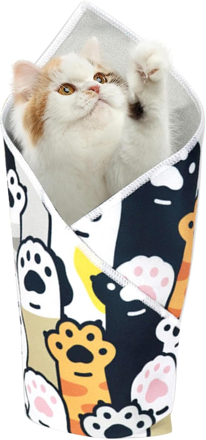 Cat Grooming Wrap - Self-Adhesive Adjustable Fabric Blanket for Cats, Cat Swaddle for Nail Trimming | Cat Burrito Wrap, Multifunctional Anti-Escape Grooming Bag for Nail Clipping and Grooming