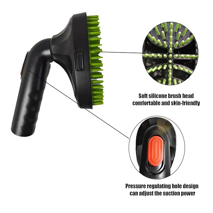 Pet Hair Grooming Brush Vacuum Attachment, Professional Cat Grooming Tools, 18x12x5cm, Soft Puppy Removal, PP Design, Compatible with Most Vacuums, Lightweight