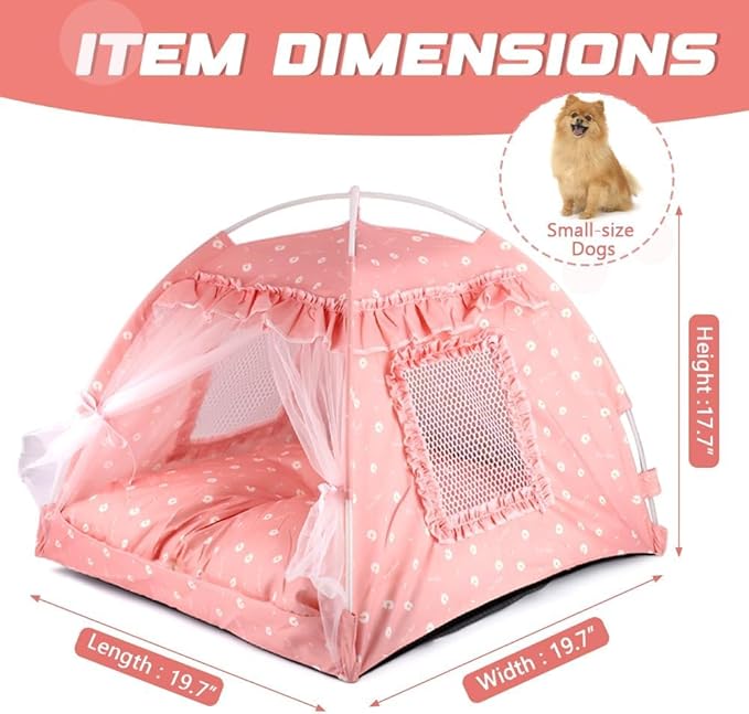pawstrip Dog Tent Indoor Cat House Pink Puppy Bed Portable Pet Teepe Princess Dog Camping Tent Outdoor Kitten Houses Cute Bunny Nest Girl Kitty Cave