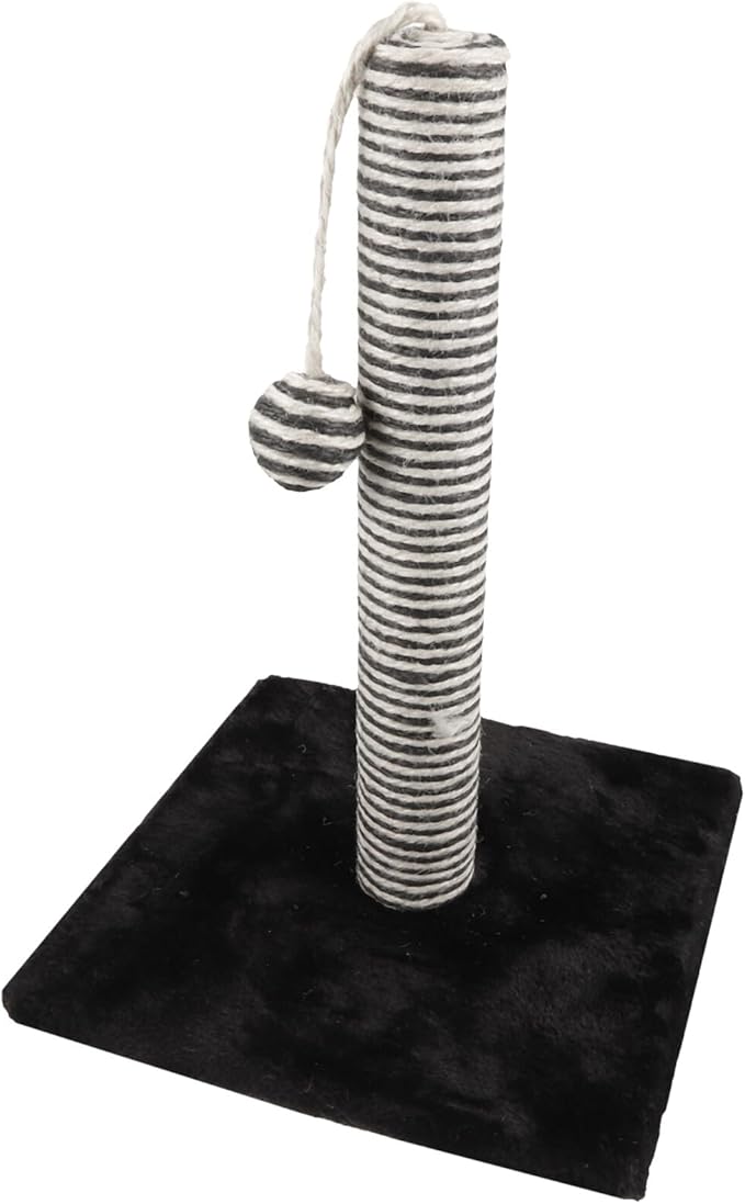 Toyvian Cat Scratching Post Jute Vertical Scratcher with Hanging Ball Sturdy Floor Scratching Pole for Indoor Cats Kitten Nail File Black