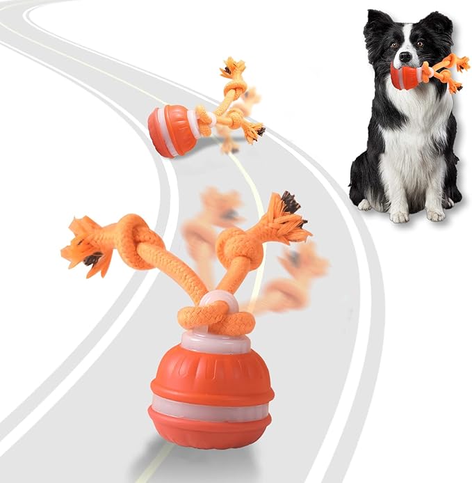 Interactive Dog Toys, Motion Activate Rolling Ball for Small Medium Large Dogs, Automatic Moving Toy, Interactive Dog Ball Stimulation Toy for Boredom Relief (Orange-A)