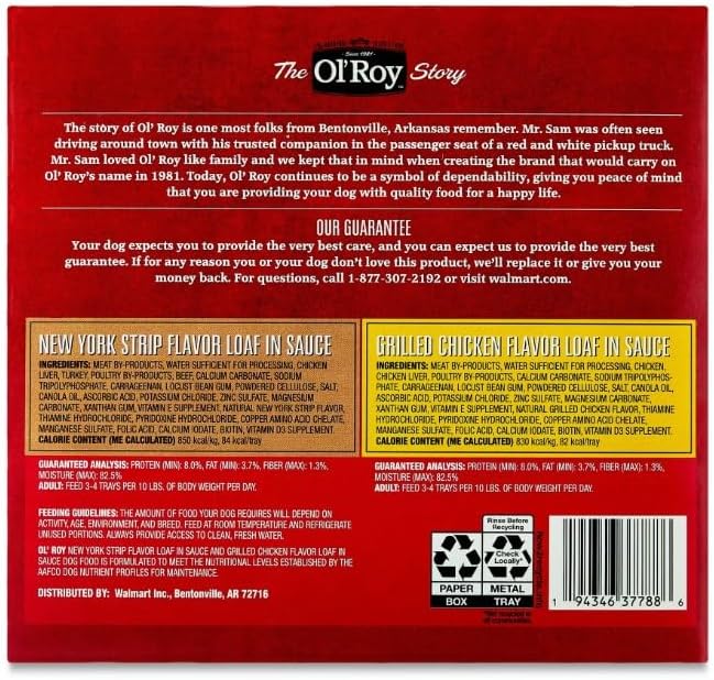 Ol's~Roys Grain-Free Wet Dog Food Variety Pack ~ (24 Count) ~ (3.5 Oz Cups) ~ New York Strip & Grilled Chicken Flavor, No Corn Wheat or Soy, All Natural, No Artificial Colors or Flavors, Daily Feeding