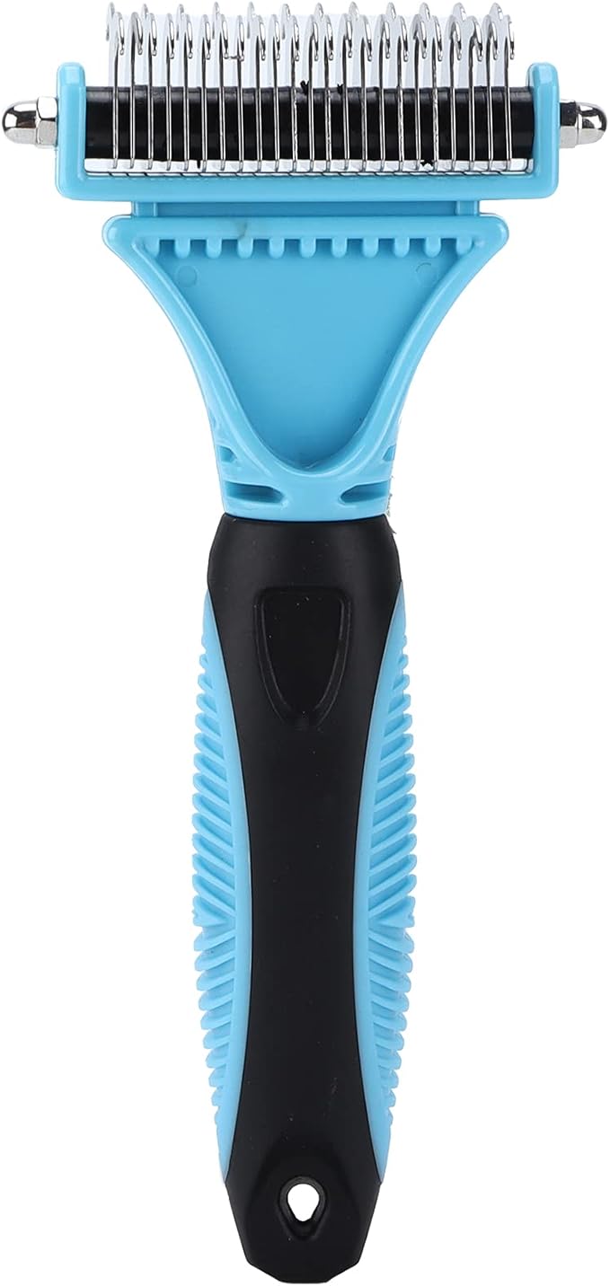 2 Sided Dematting Comb Pet Hair Removal Comb Safe Deshedding Brush for Catdog Grooming Supplies Stainless Steel 8.6x18x2.4cm