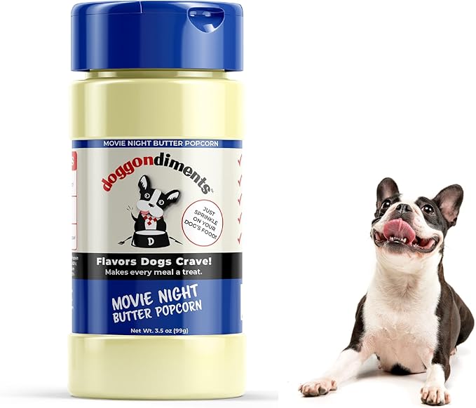 Movie Night Butter Popcorn Dog Food Topper, Fun People Food Flavors, Powder, Small & Large Breeds, Made in USA