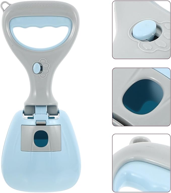 Dog Pooper Scooper and Waste Picker with Long Handle, Blue Plastic Pet Stool Pickup Tool for Home Use, Dog Feces Cleaning Supplies for Easy Outdoor and Indoor Pet Waste Removal