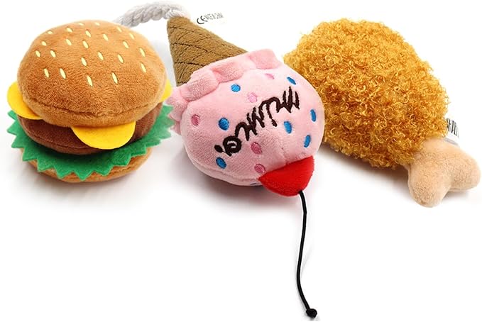 Peiiwdc Stuffed Simulation Food Shape Dogs Squeaky Toy Soft Massage Supplies Pet Simulation Food Molar Pet Supplies Chew for Aggressive Chewers Large Breeds Indestructible for Small Stuffed