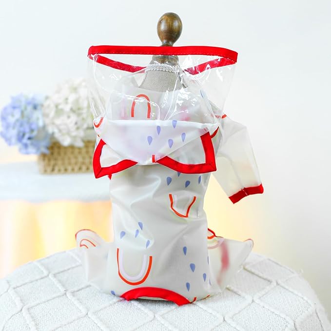 Waterproof Dog Raincoat,Full Coverage 4 Legs Dog Rain Jacket for Small Dogs,Pet Rain Coat with Hood,Reflective Strips&Leash Hole Outdoor Raincoat (Large（for Weight 8.8-11 lb）, Rainbow)