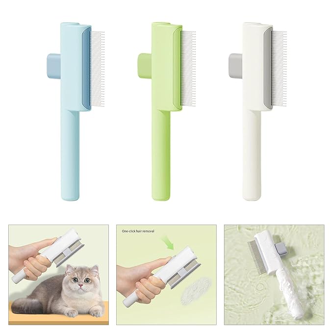Advanced Pet Deshedding Comb with Massage Tip Quick Releases Button Cats Grooming Brush for Hair Removal Furs Detangling Cats Grooming Tool