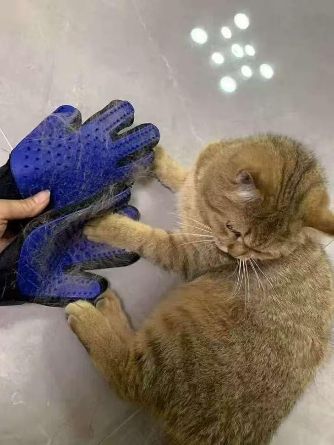 Pet Grooming Glove for Dogs & Cats, Enhanced Deshedding Brush Glove with 260 Silicone Tips, Gentle Hair Remover for Long Short Curly Fur, Left Hand