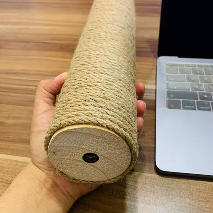 SUPVOX Jute Rope Cat Scratching Post Replacement Solid Wood Cat Climbing Pole 9cm Diameter 40cm Length Wear-Resistant Indoor Scratcher and Kittens