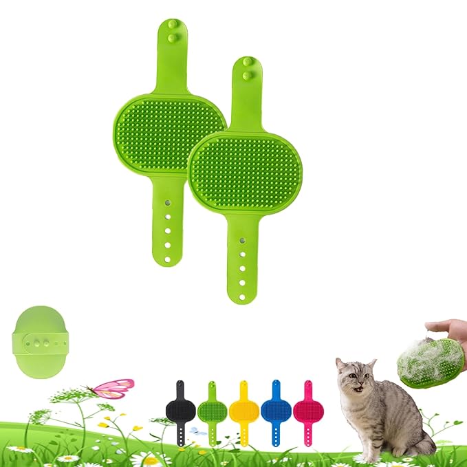 Silicone Grooming Strap Pad for Cats, 2-in-1 Self-Groomer, Adjustable Silicone Pet Grooming Tool, Soft Pet Face Scratcher Rubber Massager for Indoor for Cats & Dogs