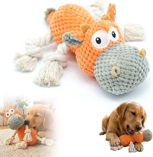Indestructible Dog Toy, 2026 New Durable Dog Toys for Aggressive Chewers, Plush Chew Toy for Small Medium Large Dogs (Orange)