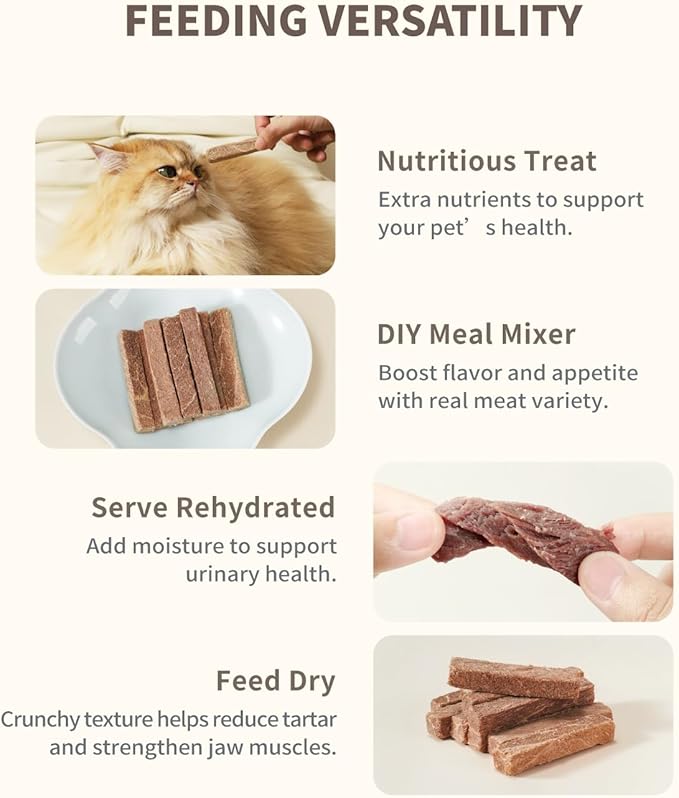 Freeze-Dried Treat for Small Dog & Cat, Healthy Whole Cut Raw Treats for Training, Dehydrated Natural Single Ingredient Cats Dogs Dry Food (Beef Knuckle (2.5 oz))